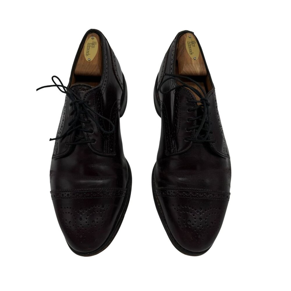 Allen Edmonds Mens Sanford Oxford Dress Shoes Size 7 Burgundy Leather Lace Up
